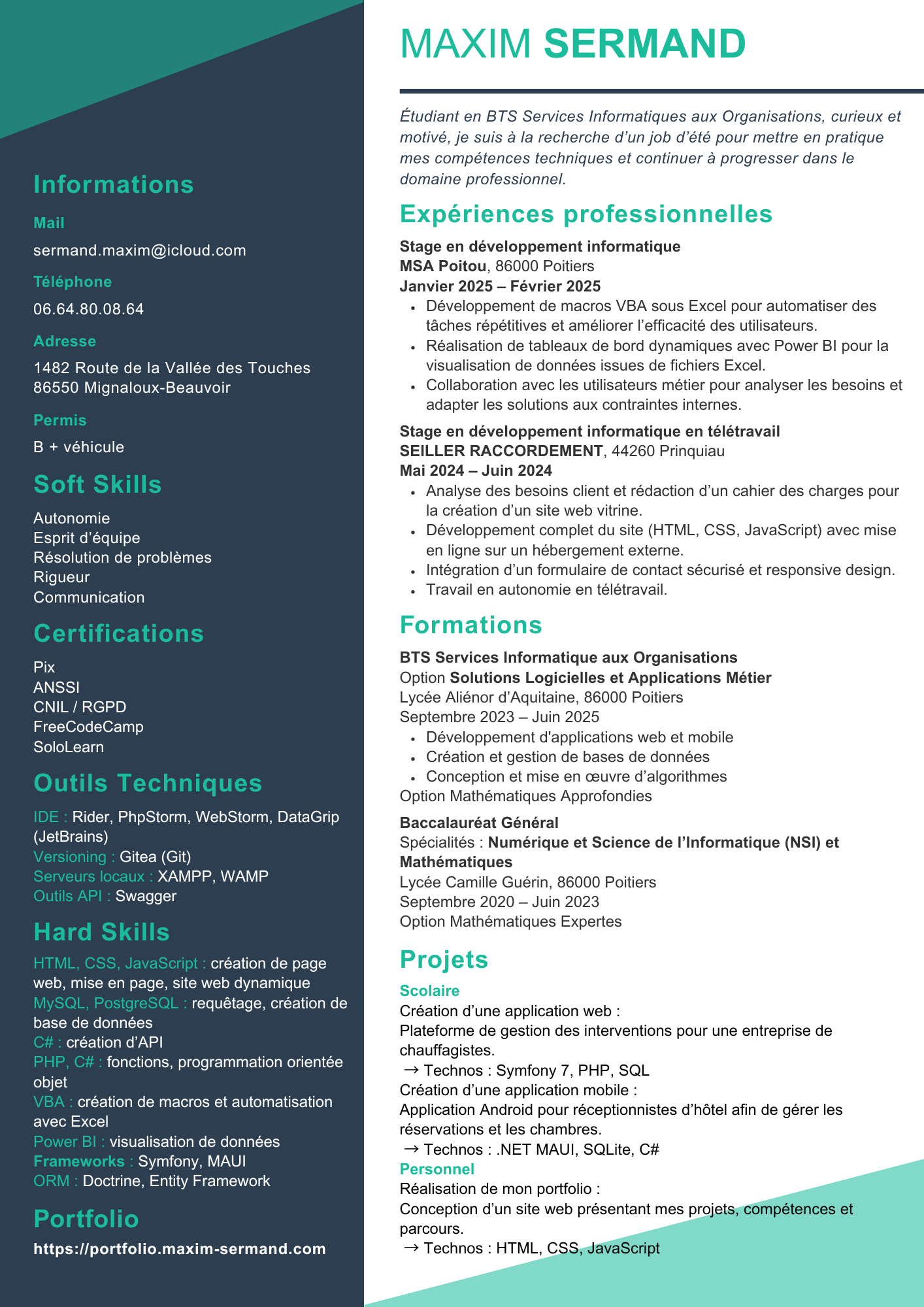 CV de Maxim SERMAND